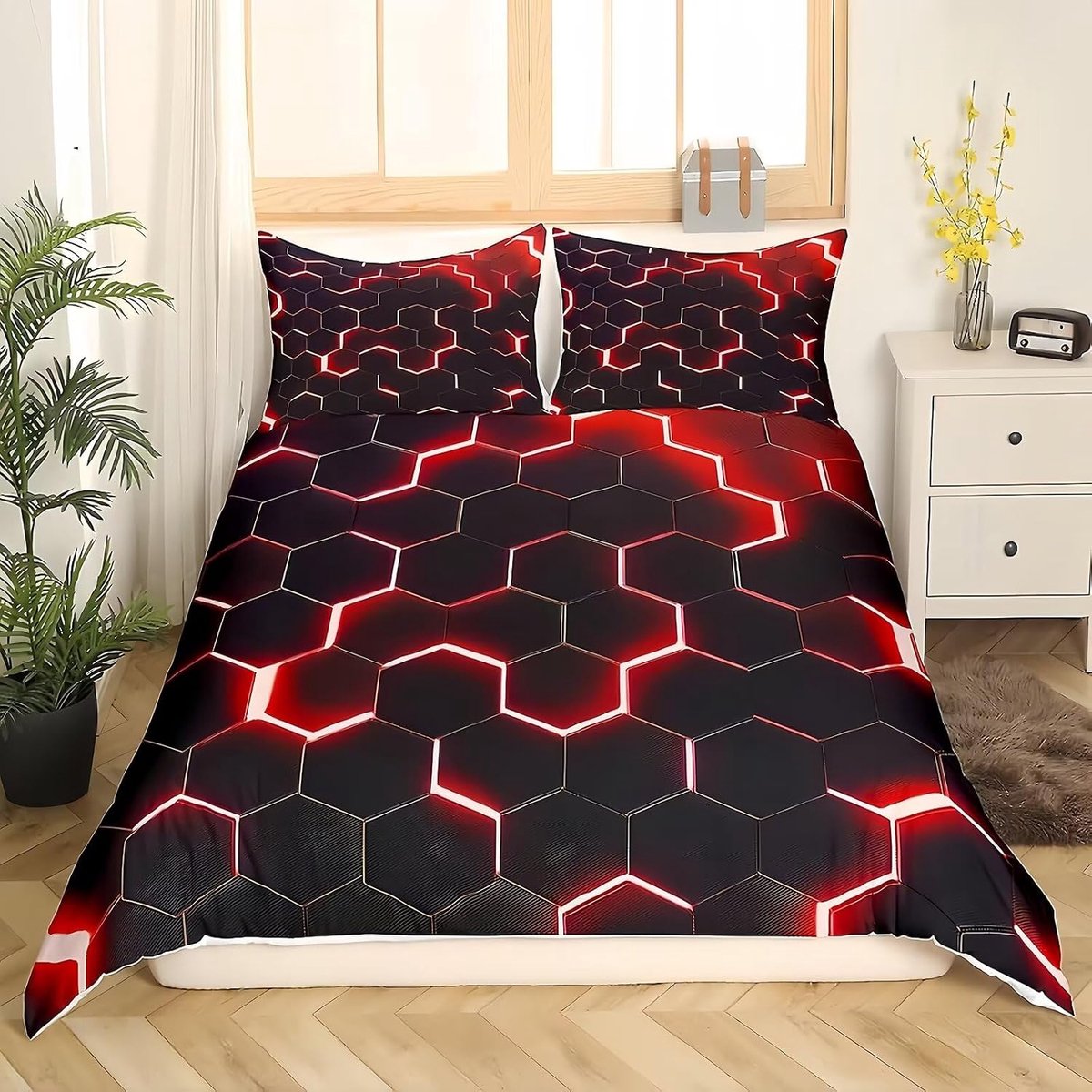 Kinderdekbedovertrek 200x200 cm - Geometrisch - Zwart