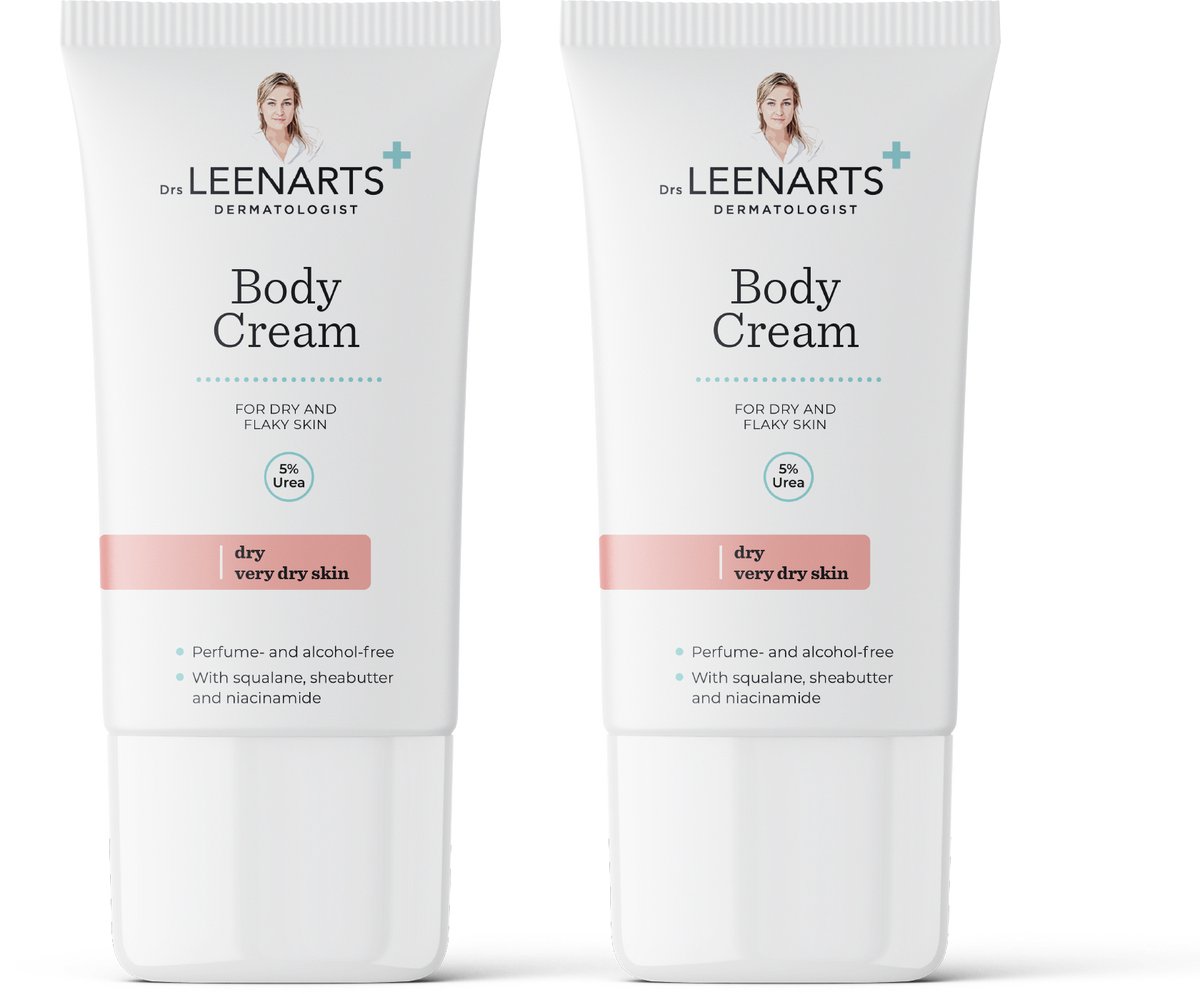 Drs Leenarts Bodycrème – Intensieve Verzorging met 5% Ureum, Sheabutter & Niacinamide – Parfum- & Alcoholvrij – Voordeelverpakking 2x 200 ml