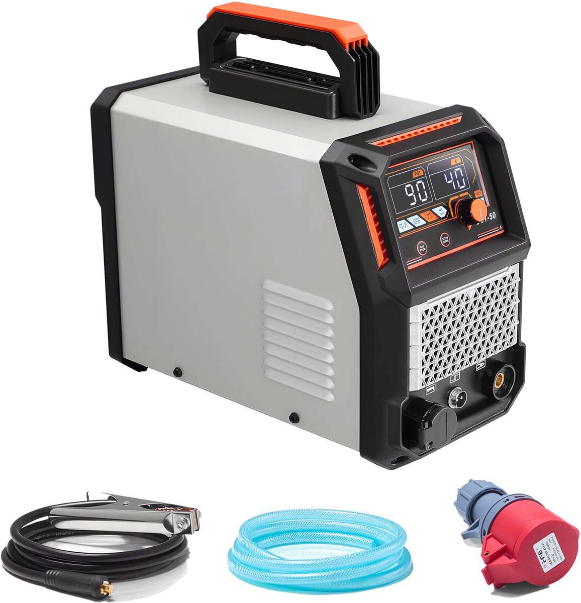 Plasmasnijder 50 A met Contactloze Pilootboog, Digitaal Display, IGBT-Inverter, 2T/4T-Functie en Instelbare PA/PT-Tijd, Geschikt voor Thuisreparaties en Werkplaatsen