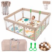 Sweet Sprout Grondbox Inklapbaar - 180x120x66cm - Voor kinderen - Inclusief speelmat foam - Babygym - Playpen - Baby box - Baby bed - Babynestje - Kruipbox - Speelbox - Speelgoed jongens & meisjes 1, 2, 3 jaar - Beige