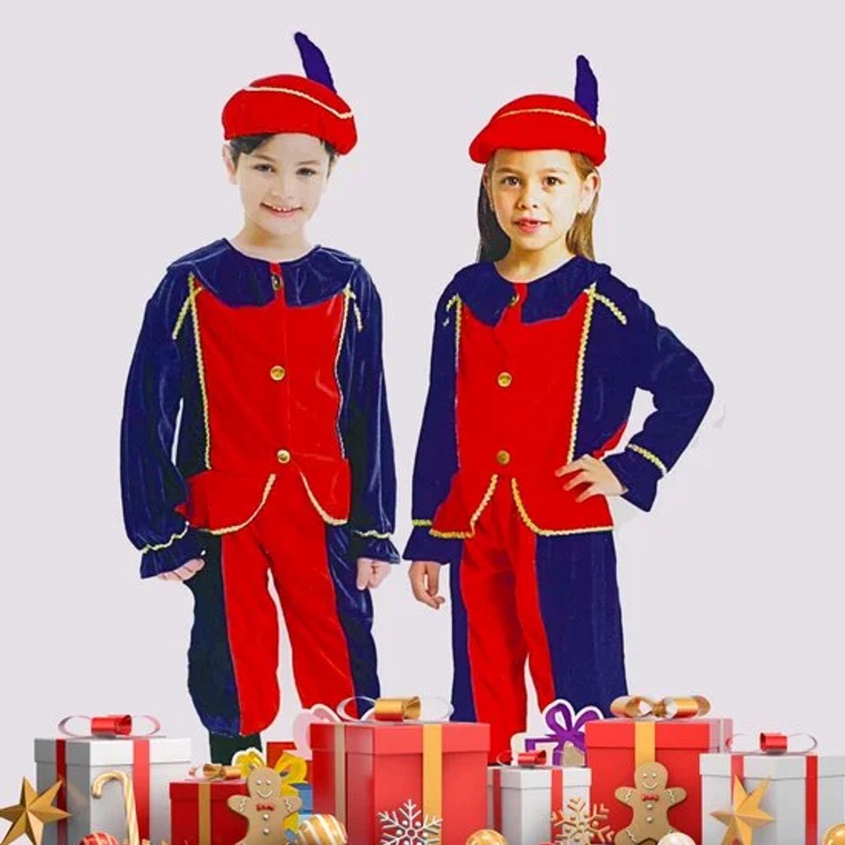 Sinterklaas Pietenpak & Pietenmuts Unisex 3 Delig – 4-6 Jaar