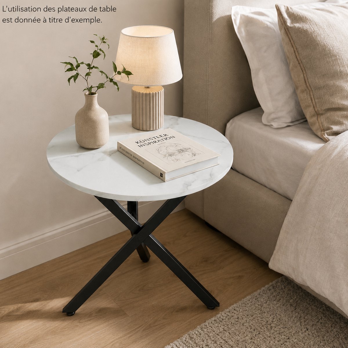 REDOM - Tafelblad - Rond - Melamine oppervlak - Voorgeboorde bevestigingspunten - MDF - Wit - Ø70 cm en Ø50 cm