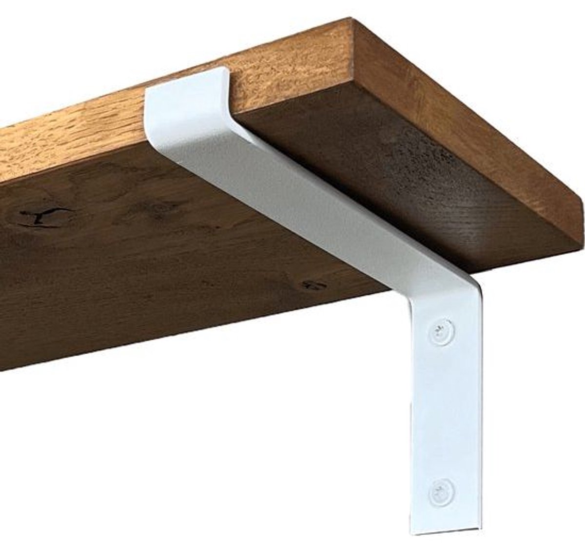 GoudmetHout Donkere Eiken Wandplank - 240x20 cm - Plankdragers L Mat Wit Donker eiken