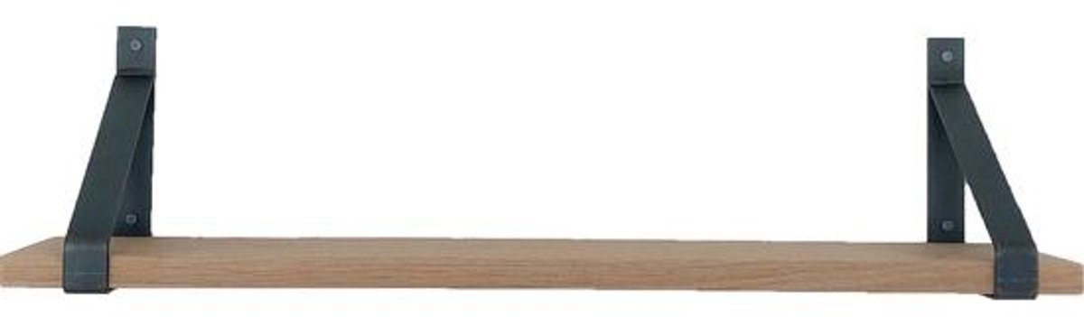 GoudmetHout Lichte Eiken Wandplank - 260x20 cm - 2 Industriële XL Plankdragers Mat Blank Licht eiken