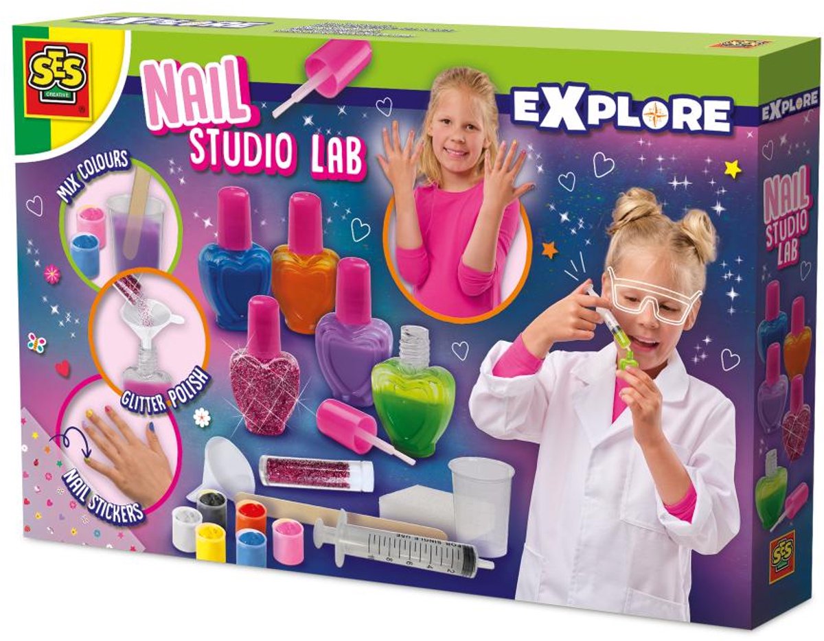 Kinder nagellak set – manicure set voor kinderen – nagelstudio – maak je eigen nagellak – DIY nagelset – 6 mengkleuren, glitter & stickers