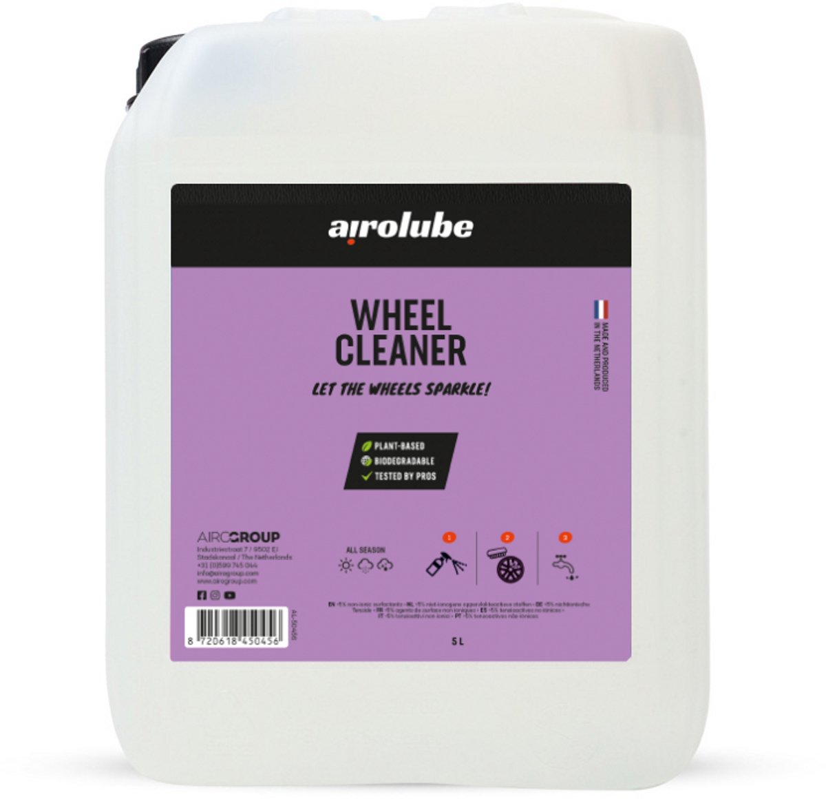 Airolube Wheel Cleaner - 5L | Velgenreiniger Auto - Velgen Reinigen - Verwijdert Vuil & Aanslag - Grootverpakking