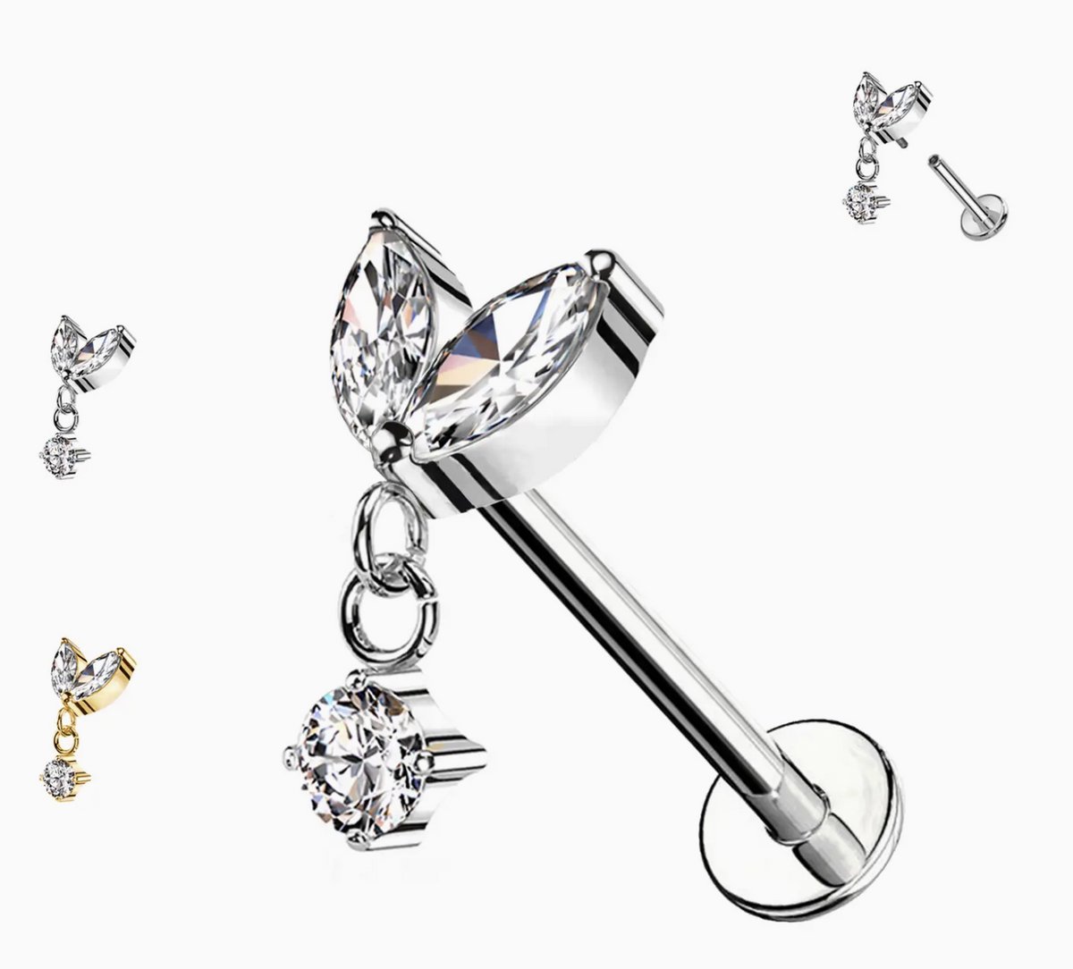 Maevi® Piercing voor Oor - Kleur: Goud - Formaat: 12 x 6 MM - Titanium - Tragus / Kraakbeen / Helix / Conch - Oorpiercing - Piercing Sieraad - Hoge Kwaliteit - Labret Piercing - Luxe Sieraad - Oorbellen