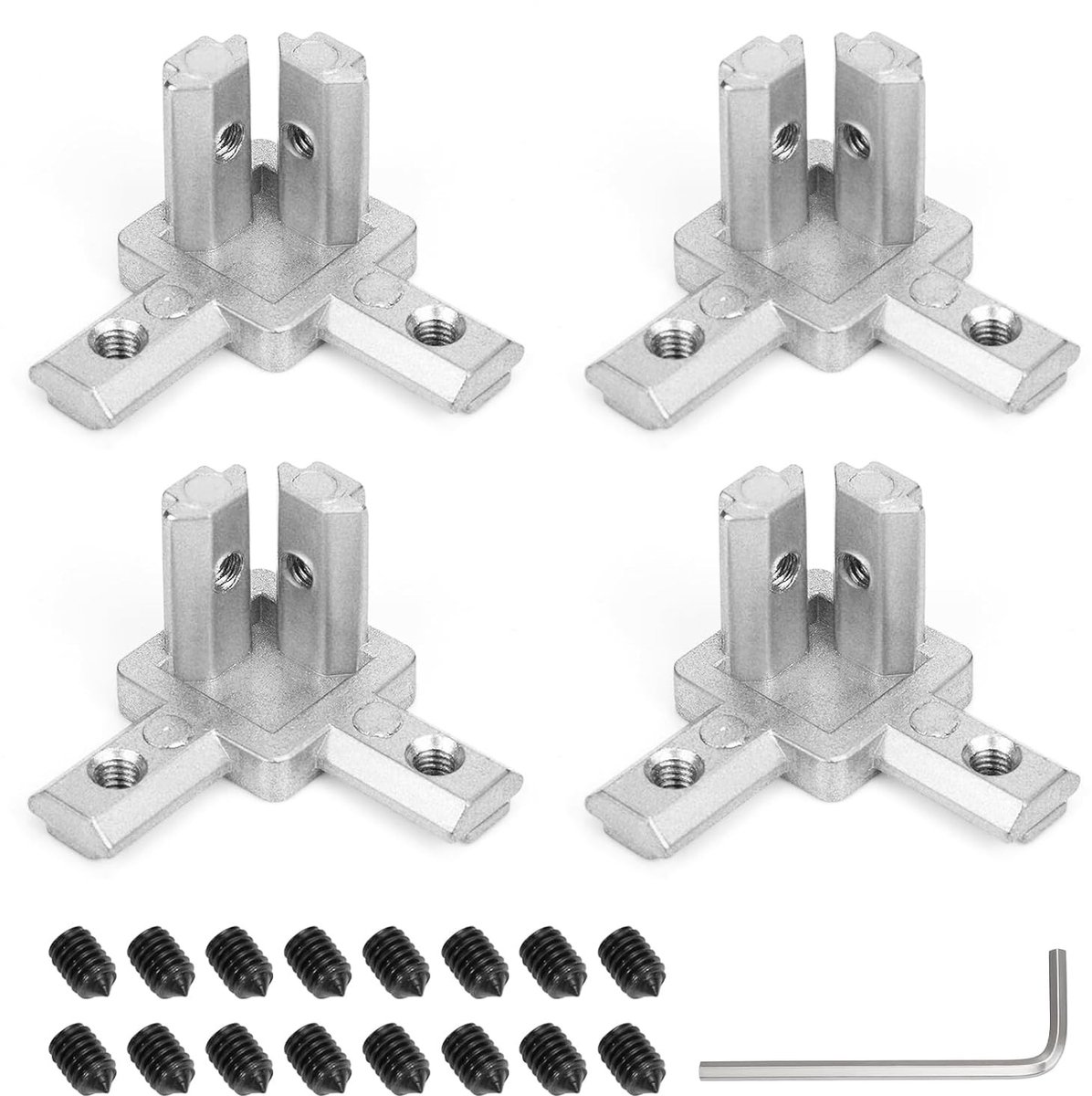 Hoekconnector voor aluminium profiel 2020, 6 mm T-groef, ideaal voor constructies en meubels