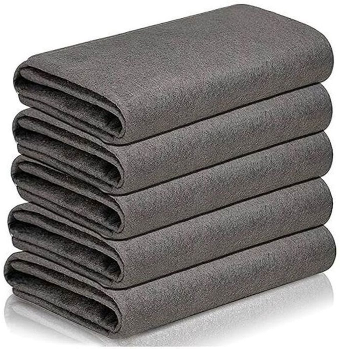 5-delige microvezelset Magic Cloth Set, Grijs, Streepvrije Raamreinigingsdoek - 40x40cm - Herbruikbaar voor Ramen en Spiegels