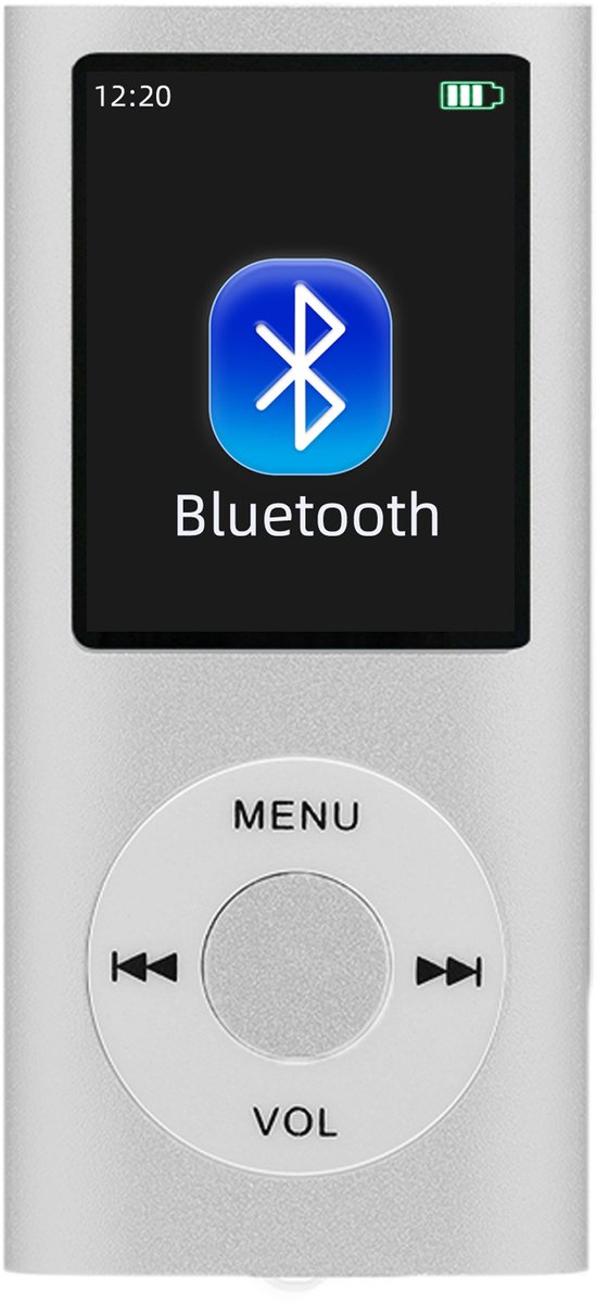 MP3 Speler - Bluetooth - Shuffle/Repeat - USB - Shuffle - Incl. Oordopjes - Voice recorder - Dictafoon - Draagbaar - Stijlvol en multifunctioneel - Ideaal voor Sport, Kinderen en Volwassenen - Zilvergrijs