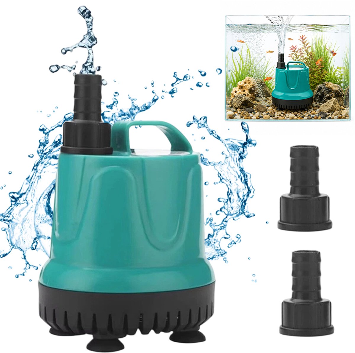Aquarium Pomp 25W - Dompelpomp voor Watercirculatie - Waterpomp voor Aquarium en Fontein - AC 220V - 1,5m Stroomkabel - Voor Visbak, Tuinfontein en Waterornament - Groen