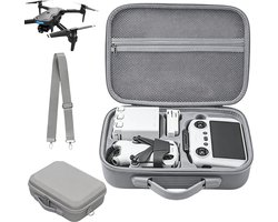 DJI Mini 4 Pro Tas - Drone Opbergtas - Geschikt voor DJI Mini 3, Mini 3 Pro & Mini 4 Pro - 3 Compartimenten - Verstelbare Schouderriem - Kunstleer - Grijs