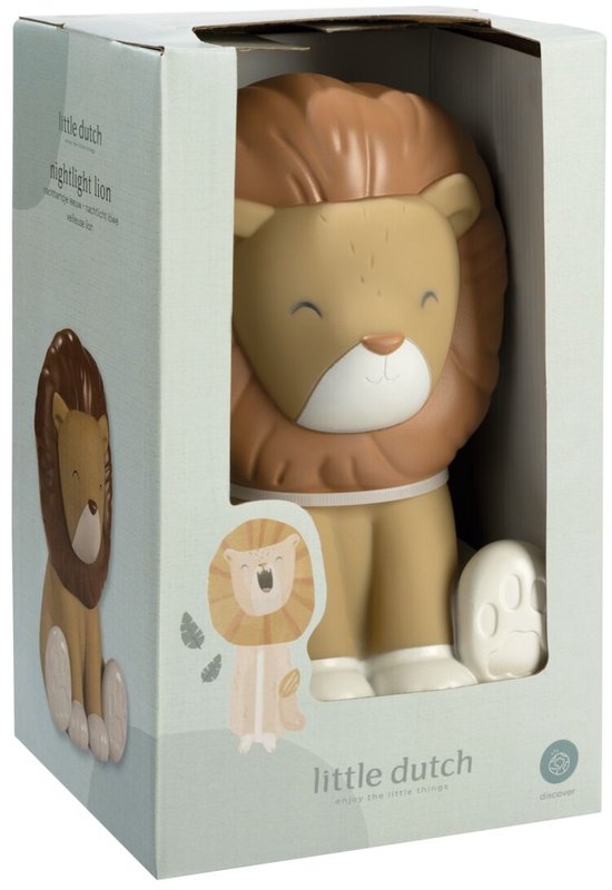 Little Dutch Nachtlampje Leeuw - Safari - USB-oplaadbaar - 3 lichtstanden - Timer 20 min - Speelgoed kinderen - Voor meisjes en jongens van Little Dutch — afbeelding 4