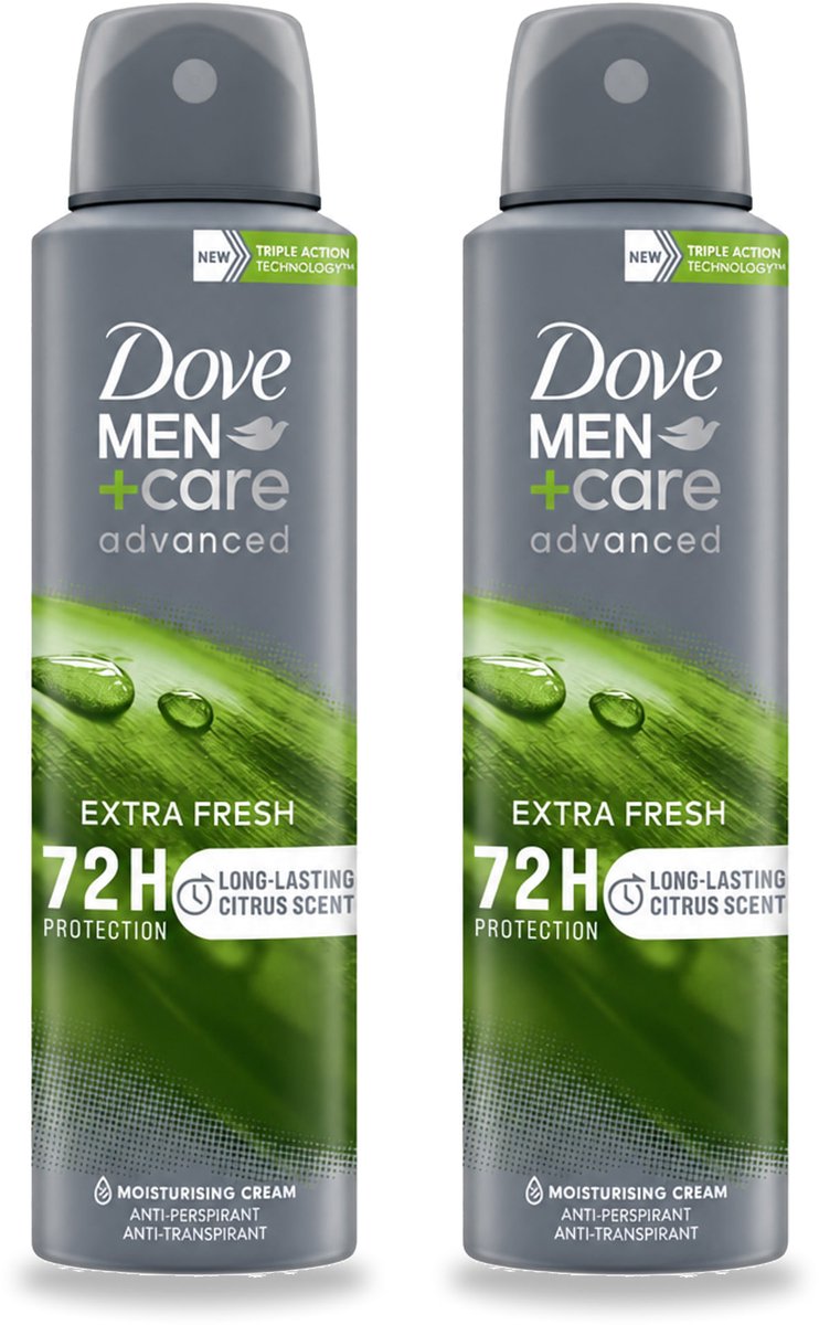 2 x Dove Men+Care Deodorant Spray - Extra Fresh - 150 ml - Bulkverpakking - 2 stuks