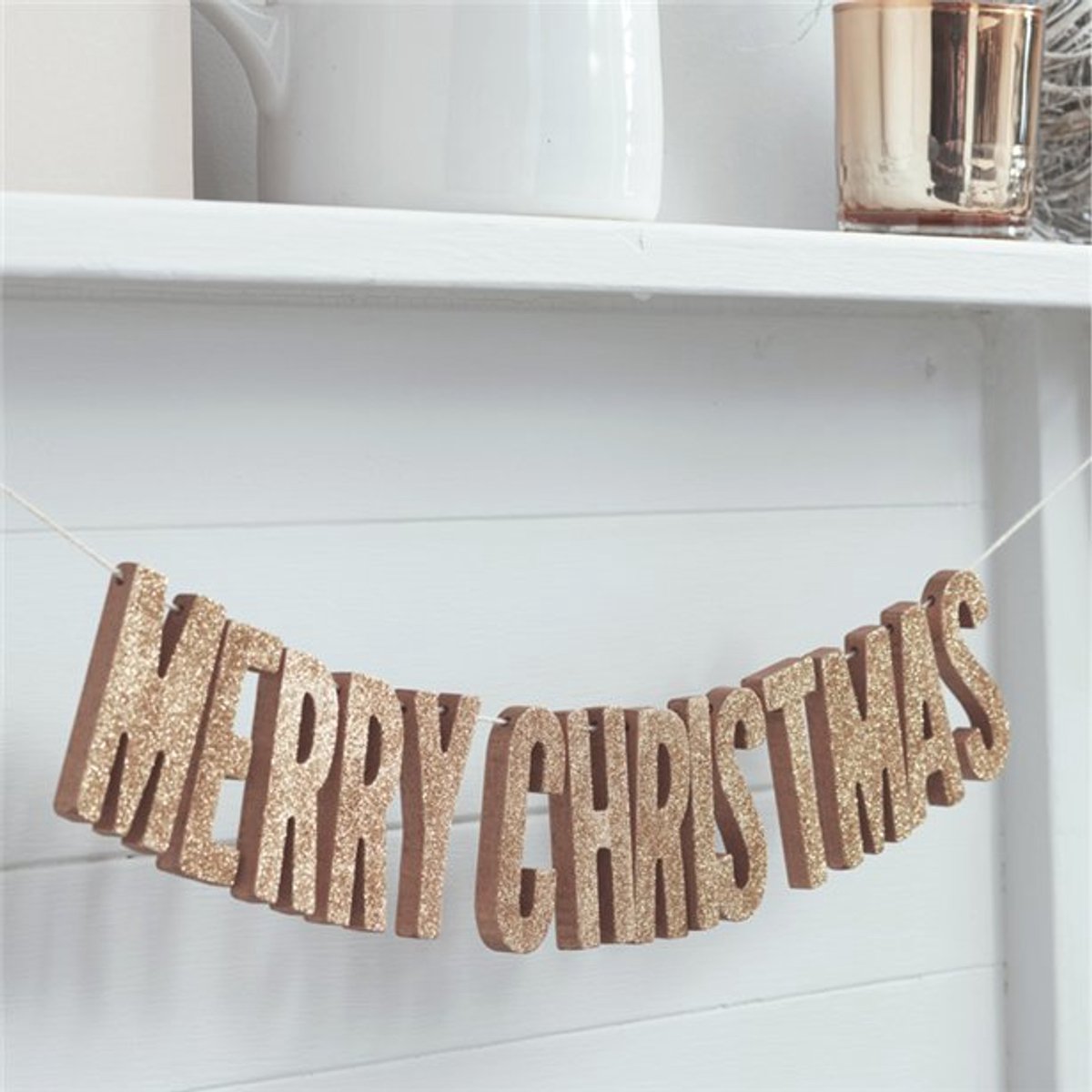 Ginger Ray - Metallic Star - Letters Merry Christmas Rose Gold