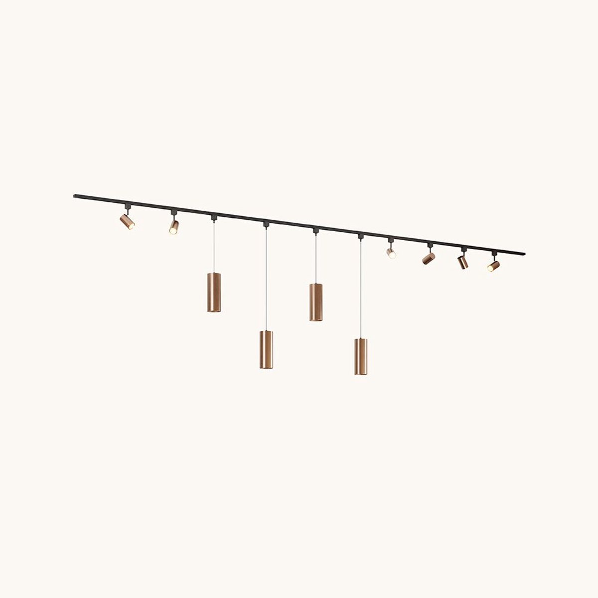 LUSENZ Railverlichting Pakket - Recht - 4x 1 m rail - 6 railspots - 4 hanglampen - Incl. 2700K GU10 - IP20 - Modulair - 230V - Beloria/Belano(L) -