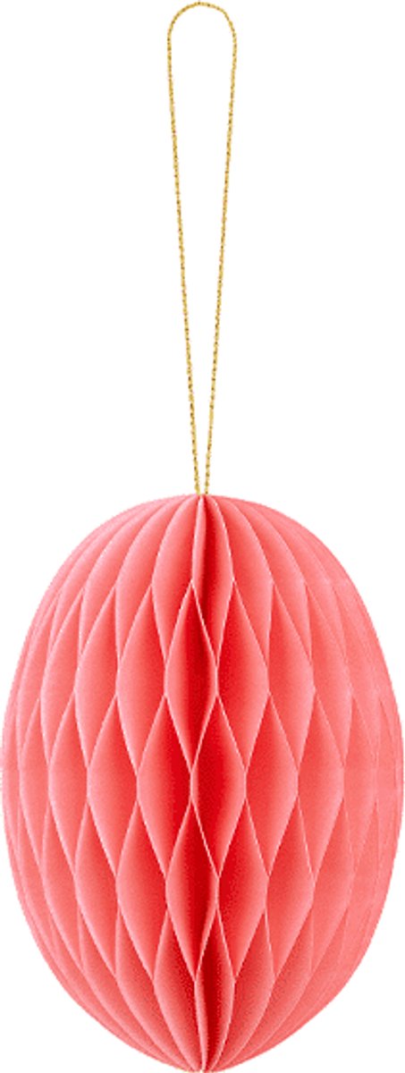 PartyDeco - Honeycomb paasei roze (12 cm)