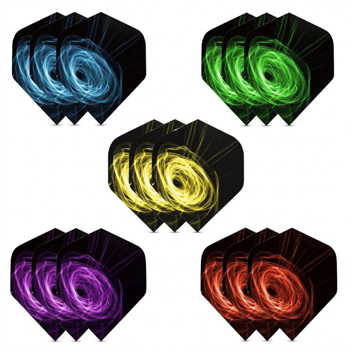 Multicolor dart flights set unisex swirl patroon 15 stuks dart flights flight wings standaard vorm kunststof PET