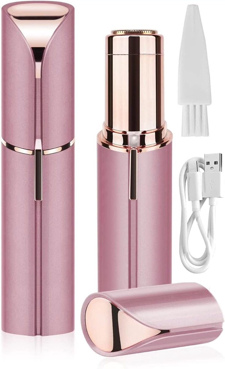 2-delige wenkbrauwtrimmer - Elektrisch 2-in-1 apparaat voor gezichts- en wenkbrauwontharing - Pijnloos - USB-oplaadbaar - Compact en handig - Gemakkelijk te gebruiken - Geschikt voor alle huidtypen - Roze
