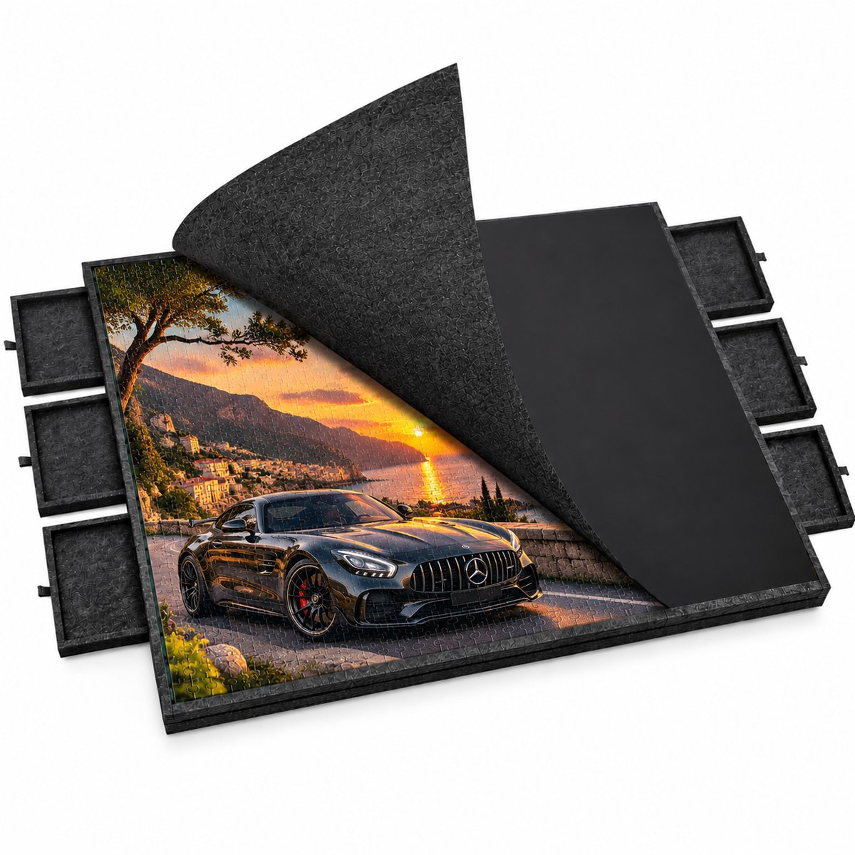 Currero Puzzeltafel Met Lades 1000 Stukjes - Puzzelbord - Puzzelmat - Opbergsysteem - Vilt - Met Deksel - Legpuzzel Accessoires - 2000 Pcs