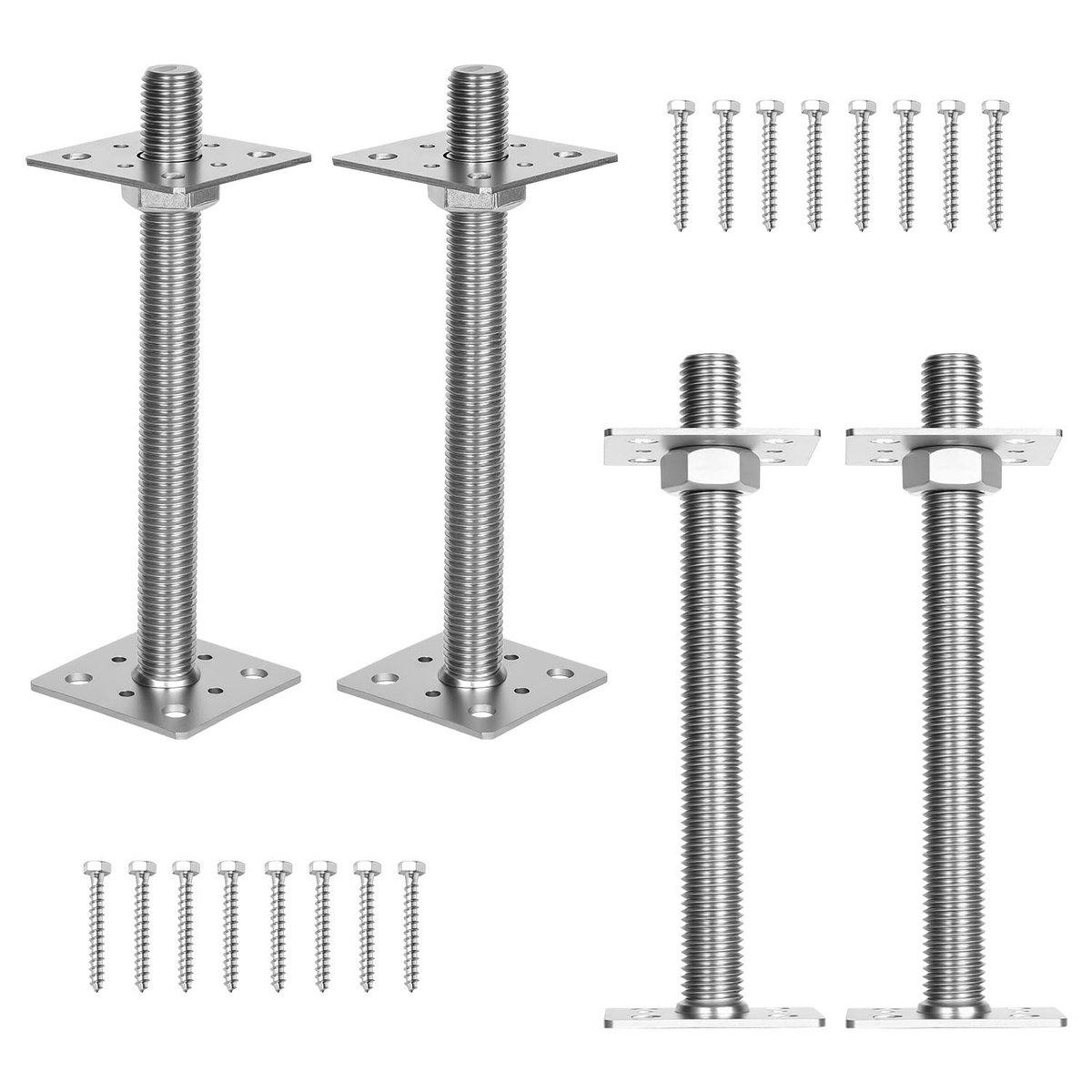 Elzusha - Set van 4 Hoogte Verstelbare Paaldraagsteunen 80x80mm