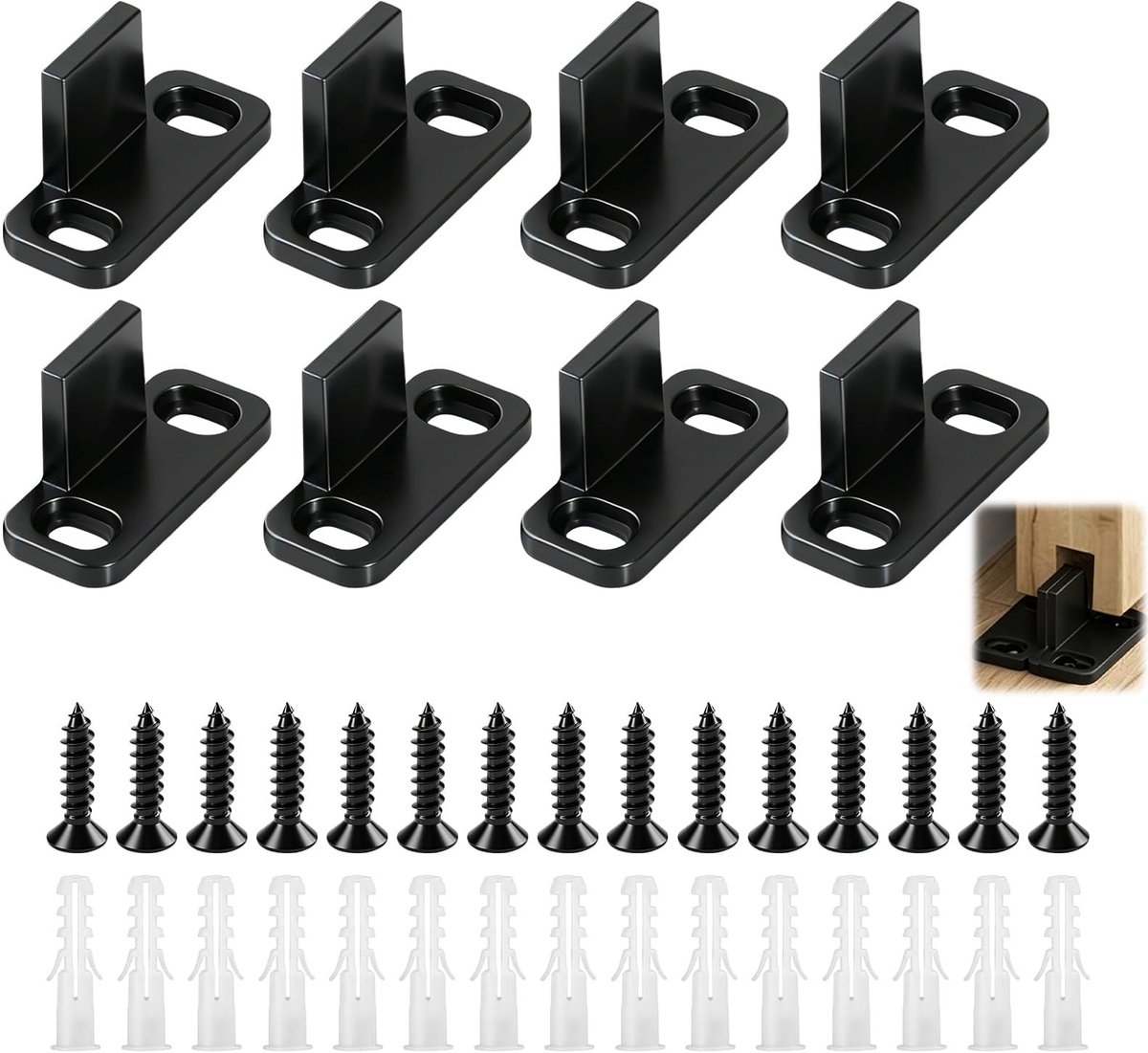 Elzusha - Set van 4 Schuifdeurgeleiding - Zwart