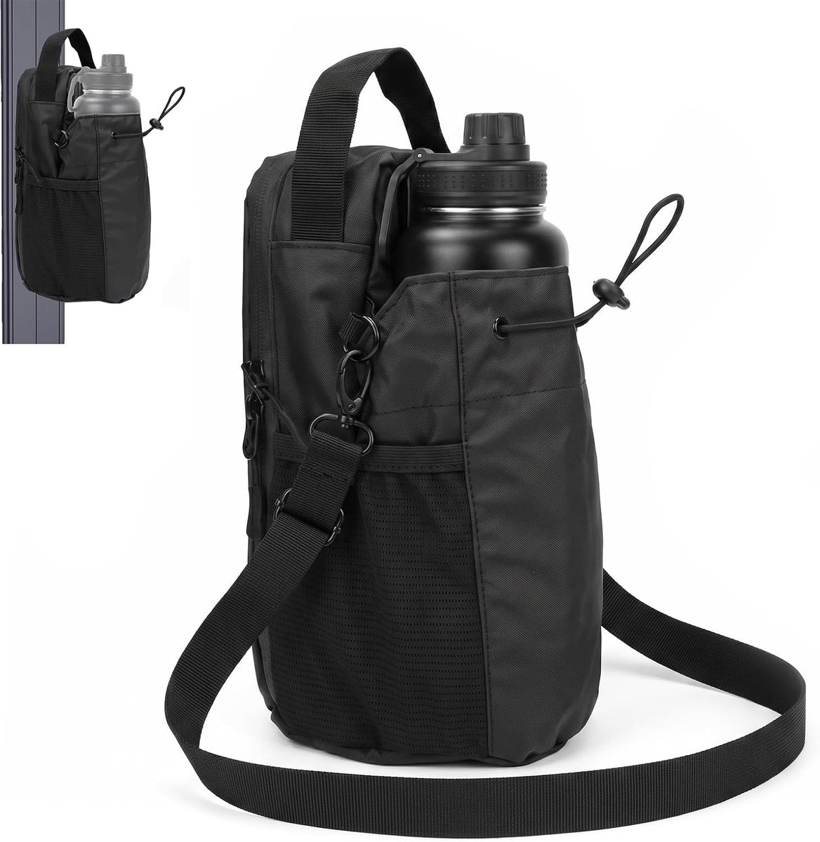 Magnetische Gymtas - Zwart - 30 x 15 x 12 cm - Duurzame Waterflessentas met Verstelbare Riem - Voor Dames en Heren