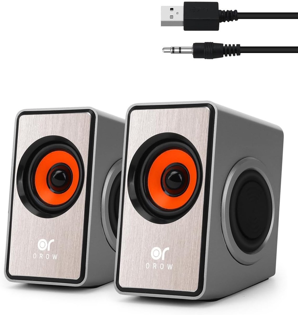 Mini PC-luidspreker - Zilver - 12 W - USB-luidspreker met Basmembraan - Voor Computer en Laptop