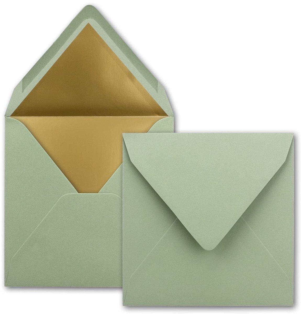 Elzusha - Vierkante Enveloppen - Eucalyptus Groen met Goud - 50 Stuks