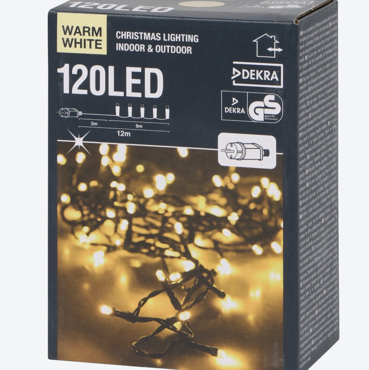 Lumors LED Lichtslinger - 120 LED's - 12 Meter - Warm Wit - Voor Binnen en Buiten - Kerstverlichting en Sfeerverlichting