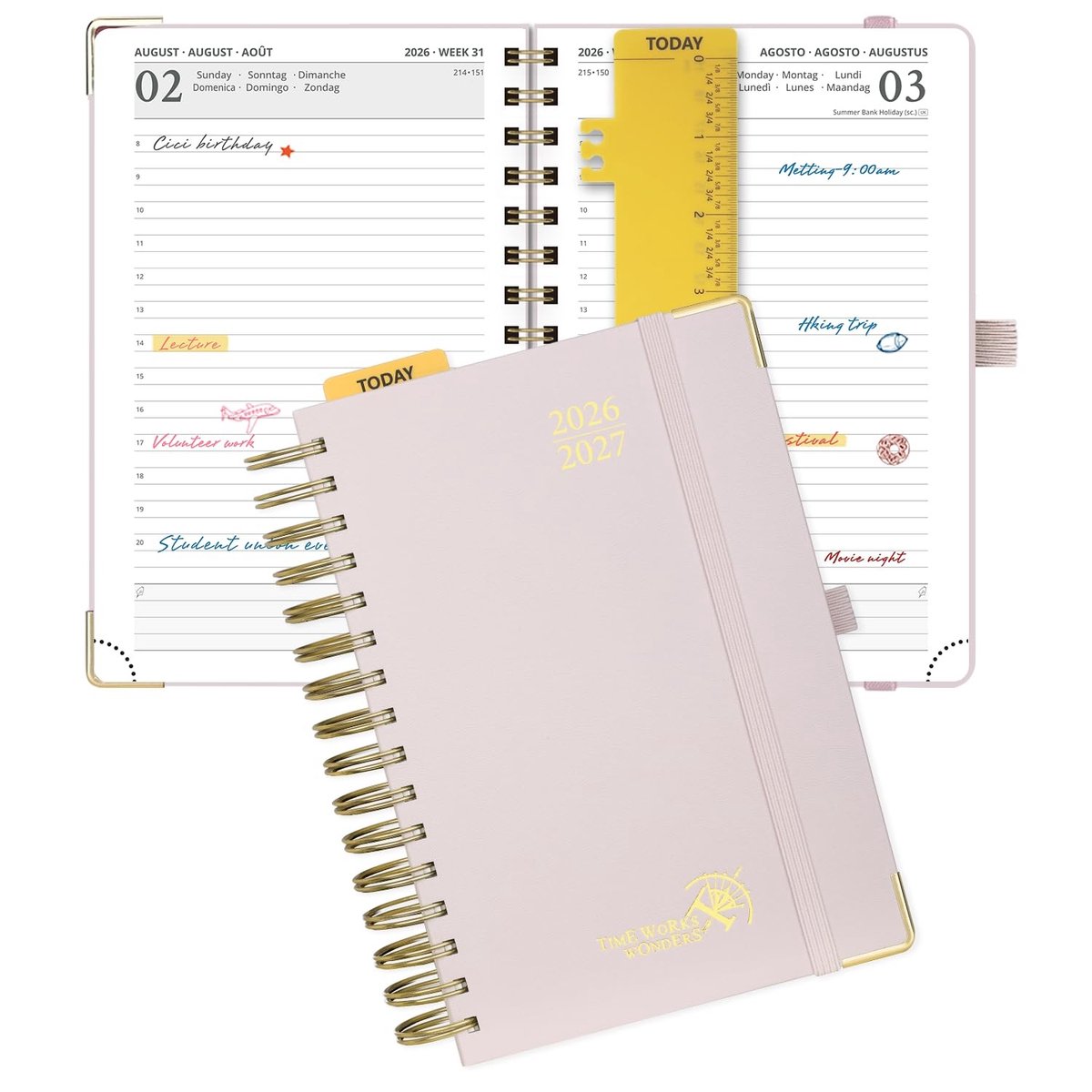 Elzusha - Daily Planner A5 2026-2027 met Hard Cover