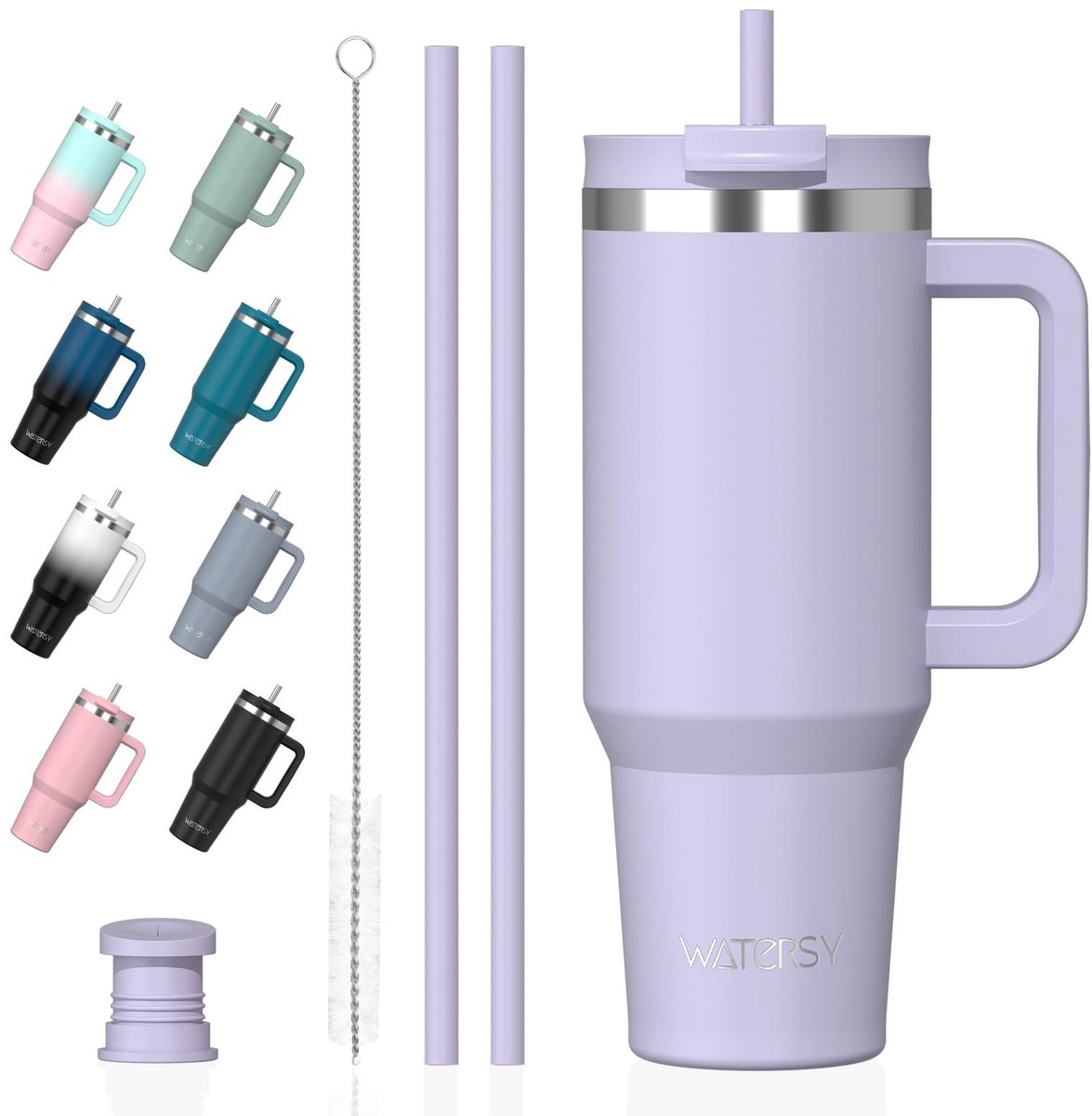 Elzusha - 900ml Thermosbeker met Handvat en 2 Rietjes