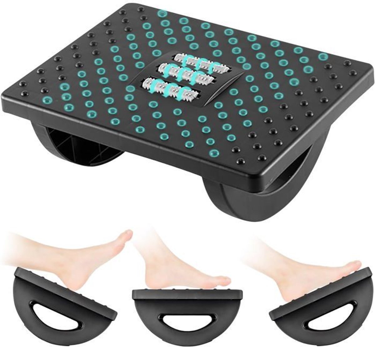 Ergonomische verstelbare voetenbank - rolmassage - 34x25x13 cm - kunststof