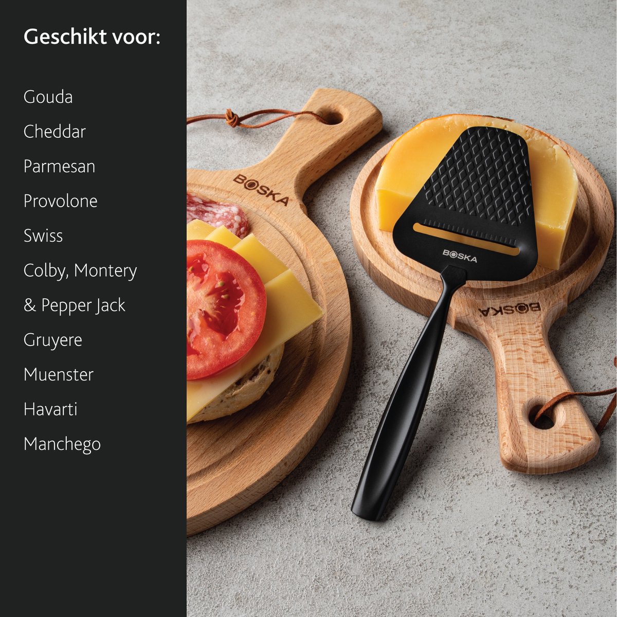 Boska Kaasschaaf Monaco+ Dark - Design kaasschaaf - Kaasschaaf voor harde kaas - Kaasschaaf donker - RVS - Vaatwasserbestendige kaasschaaf - Keukengerei - Keuken accessoires — cadeau in Kookcadeaus - foto 3