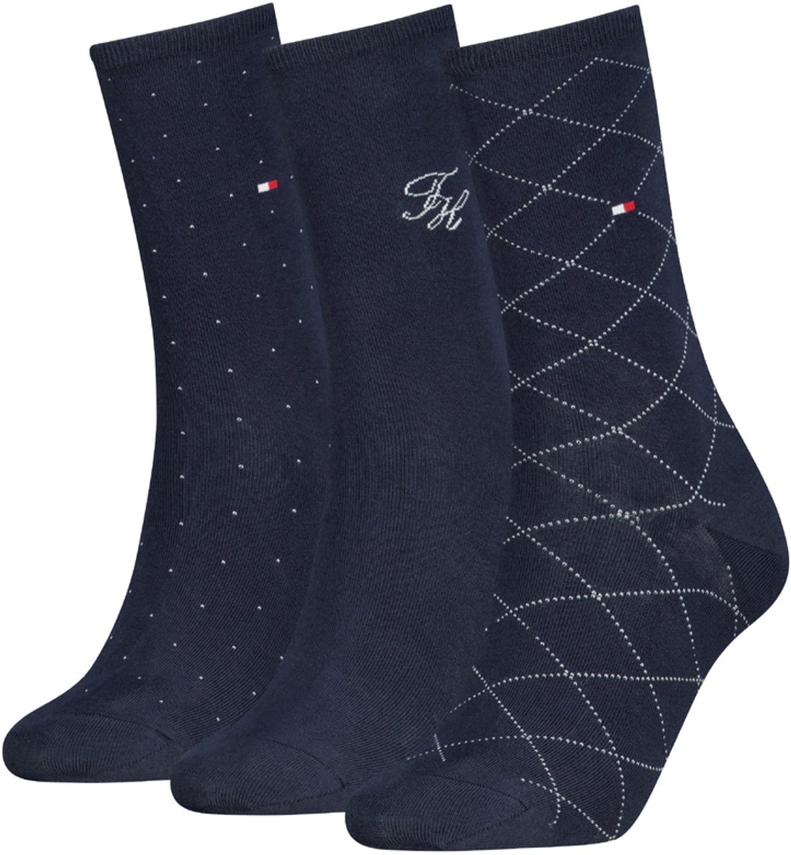 Tommy Hilfiger Damessokken Giftbox 3-Pack Navy