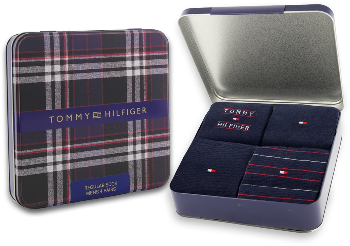 Tommy Hilfiger Giftbox Herensokken 4-pack Navy