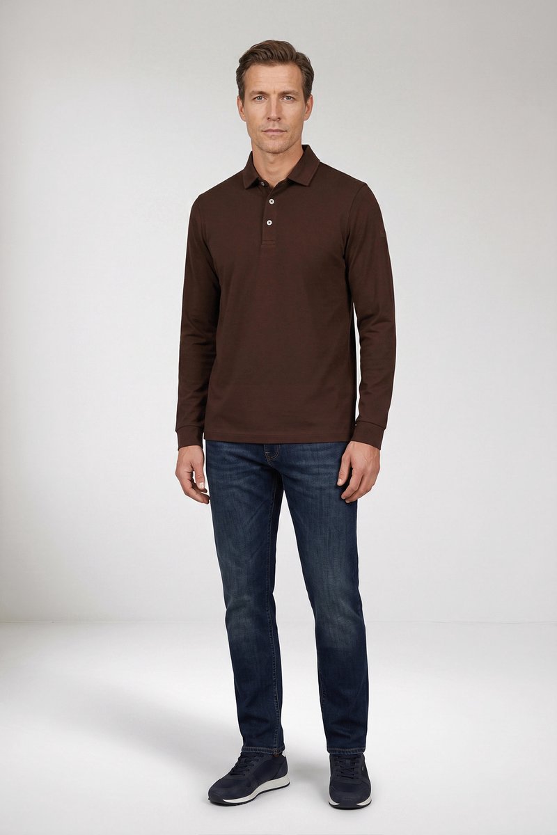 Baileys Polo Long Sleeve Placket Buttons Bruin / male