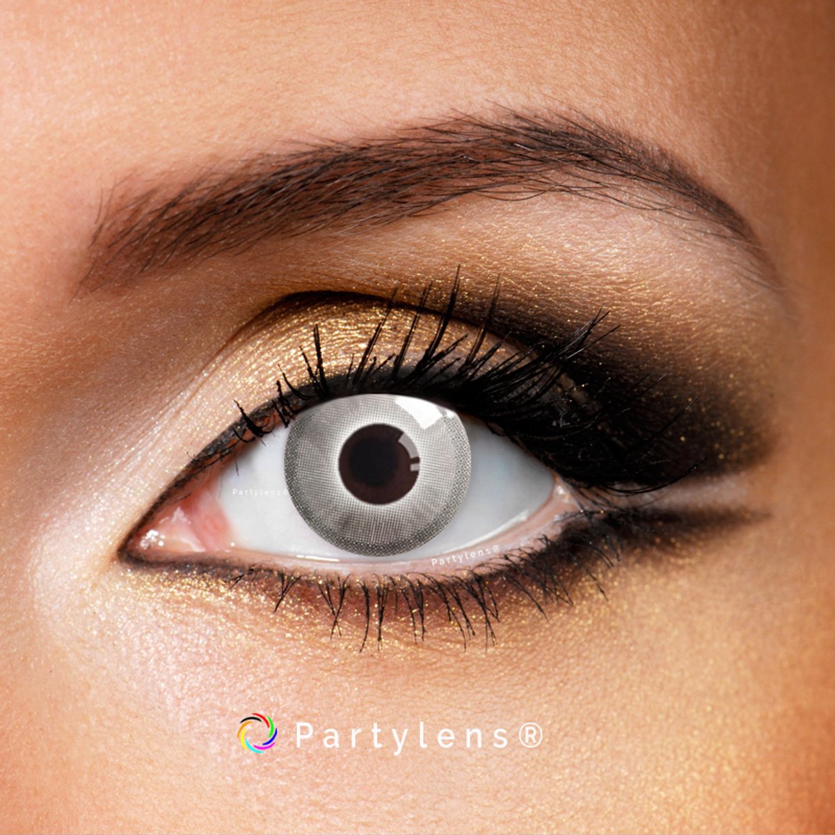 Partylens® grijze kleurlenzen - Satin Grey - zachte jaarlenzen met lenshouder - Halloween - Cosplay