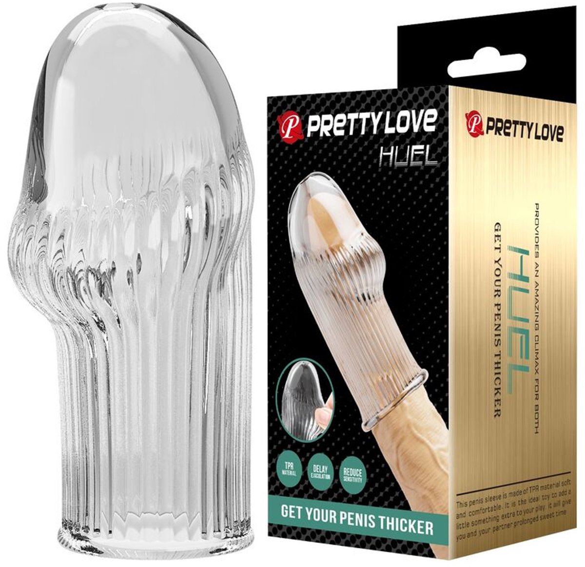 PRETTY LOVE - HUEL PENIS SLEEVE GET YOUR PENIS THICKER TRANSPARENT