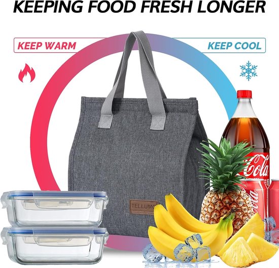 1 stuks grote capaciteit geïsoleerde lunchtas, verdikte aluminiumfolie, outdoor picknick kampeer tas, grijs — afbeelding 2