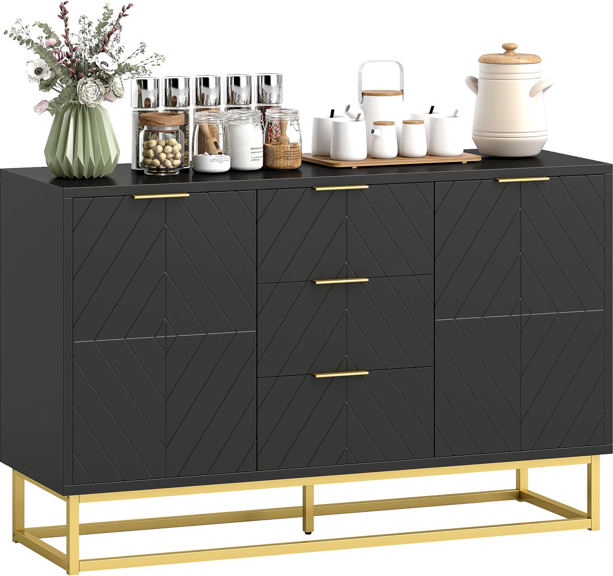 HOMCOM Dressoir - Hout - 120x40x76cm - Zwart
