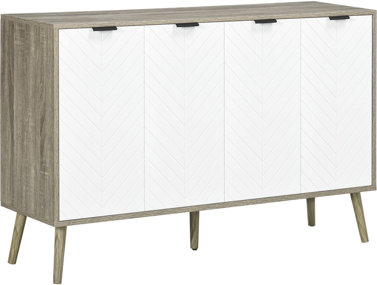 Homcom Dressoir - Spaanplaat - 120x35x77,4cm - Grijs Wit