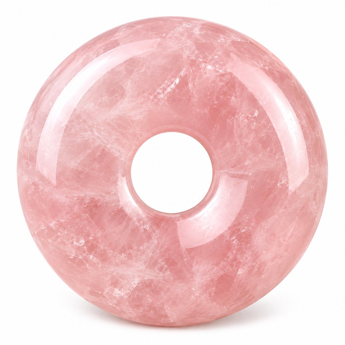 S4H® Rozenkwarts Donut Hanger – Gepolijste Edelsteen – 30 mm – Roze Natuursteen – Liefde, Harmonie & Zelfliefde