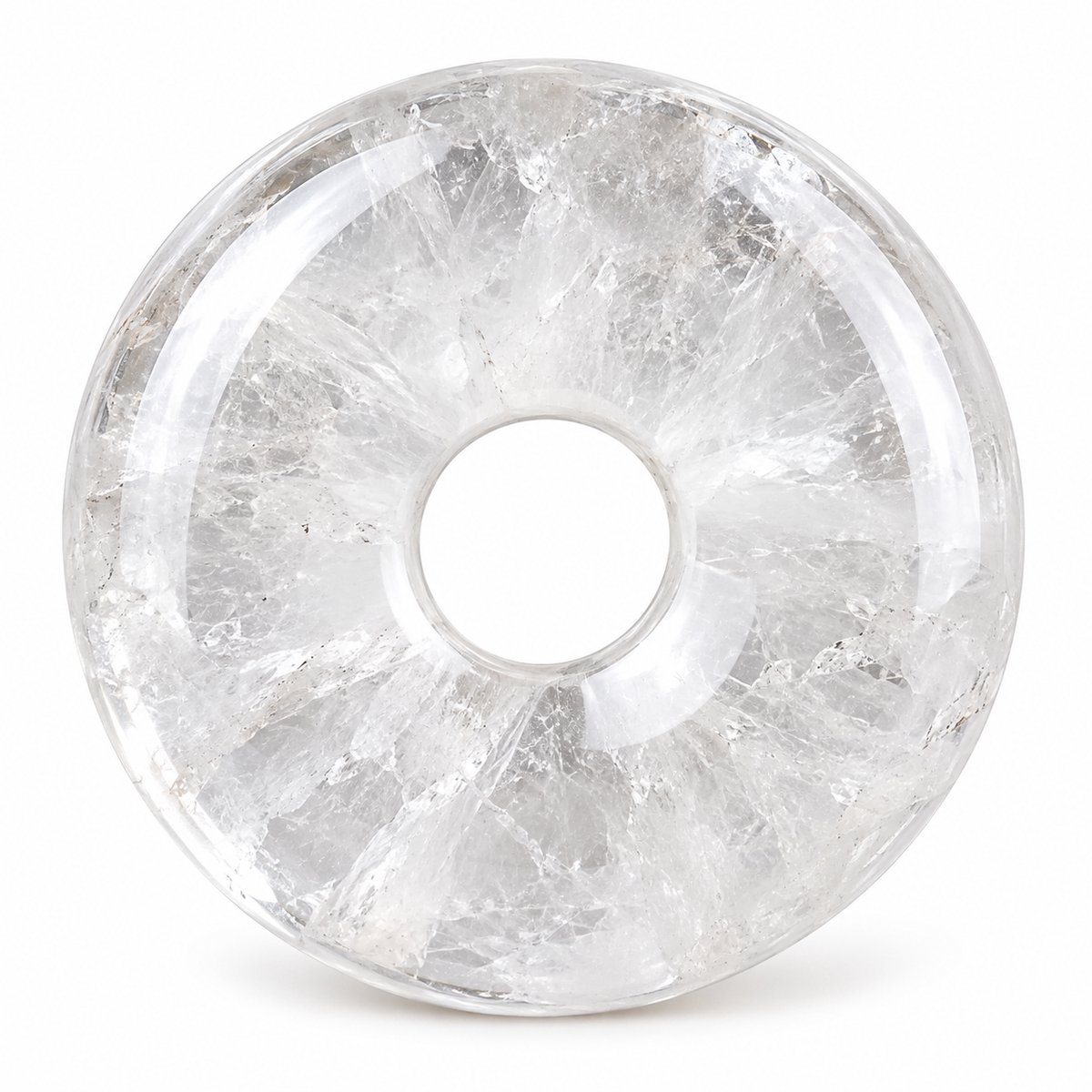 S4H® Bergkristal Donut Hanger – Gepolijste Edelsteen – 30 mm – Transparante Natuursteen – Helderheid, Energie & Balans