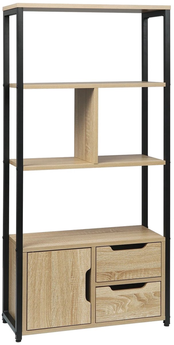 Klarven® Hoekboekenkast - Hoekboekenkastje - Ruimtebesparende Hoekboekenkast - Corner Bookcase - Met Laden en Deurtjes, Belastbaar tot 20 kg - Hoekmodel b58xd24xh120cm