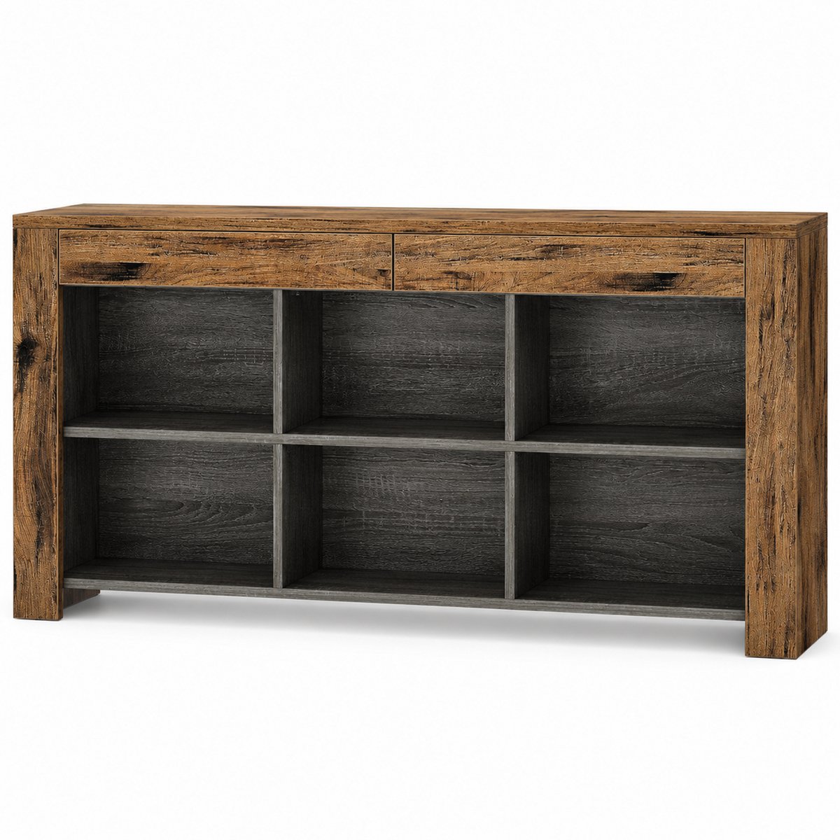 DMG Supply Lage Boekenkast - 6 Vakken - 160 x 30 x 80 cm - Bruin en Antraciet