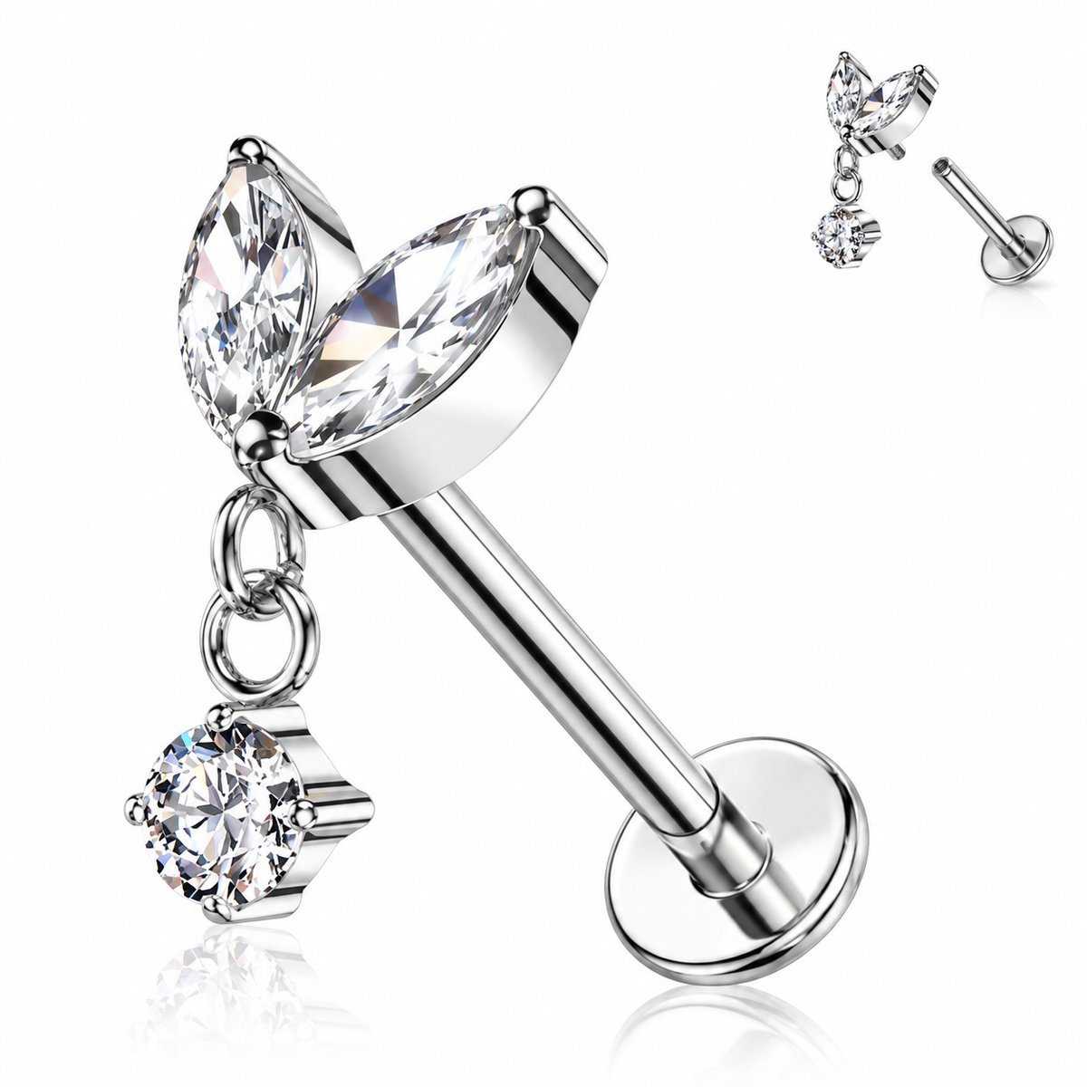 Maevi® Piercing voor Oor - Kleur: Zilver - Formaat: 12 x 6 MM - Titanium - Tragus / Kraakbeen / Helix / Conch - Oorpiercing - Piercing Sieraad - Hoge Kwaliteit - Labret Piercing - Luxe Sieraad - Oorbellen