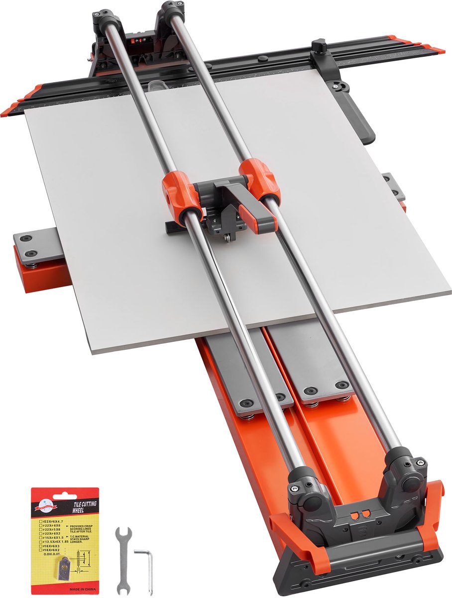 Tegelsnijder 1200 mm, Tegelsnijmachine met Verstelbare Snijkop en Veerbelaste Voet, Hoekaanslag, Duurzame Snijschijf van Wolfraamcarbide, Uitlijnhulp, Geschikt voor Keramische Tegels