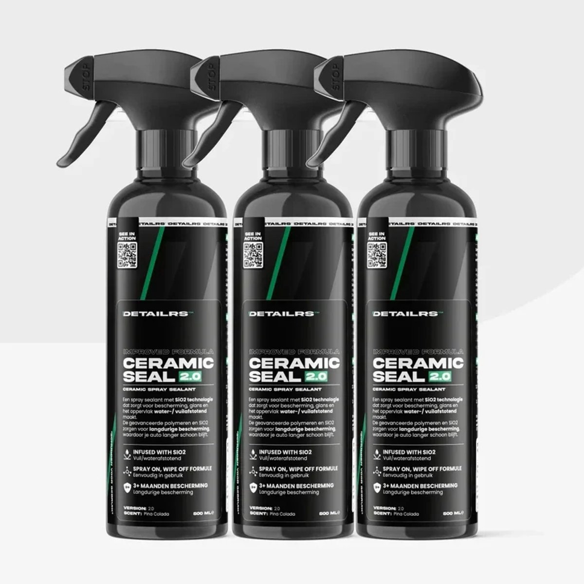 Detailrs Ceramic Seal 2.0 - 3-pack - Autowax - Keramische Autowax - Auto Wax - Keramische Shampoo - Ceramic Coating Auto - Auto Wassen - 1,5L