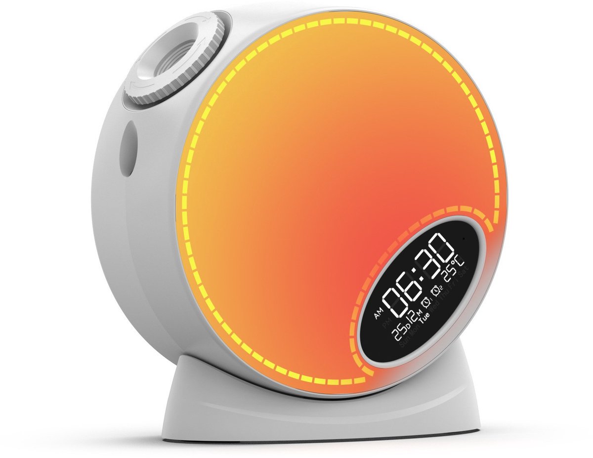 Planetariumprojector - nachtlampje, sterrenprojector met klokweergave, Bluetooth-functie en 15 soorten slaapbevorderende witte ruis.